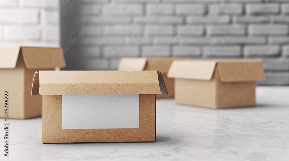 Poster cardboard box with blank label standing out from the crowd