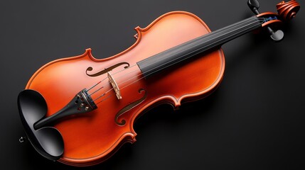 Classic violin on black background closeup view