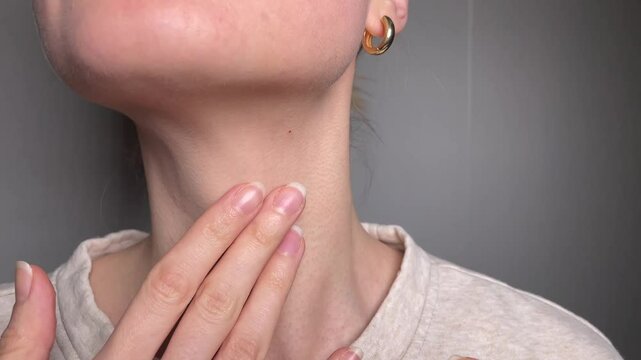Close-Up of Mature Woman&rsquo;s Neck Showing Fine Wrinkles and Natural Skin Texture, Aging Gracefully, Embracing Natural Beauty and Skincare Routine, Portrait of Real Skin with Soft Lighting and Subtle Fac