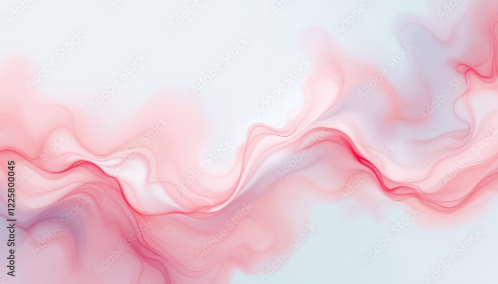 Poster abstract pink and white fluid waves art with soft flowing patterns