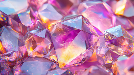 
Abstract futuristic geometric crystal background, iridescent texture, faceted gem. 3d rendering.