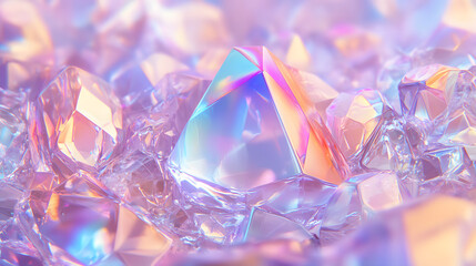 
Abstract futuristic geometric crystal background, iridescent texture, faceted gem. 3d rendering.