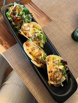 chicken tacos with a side salad