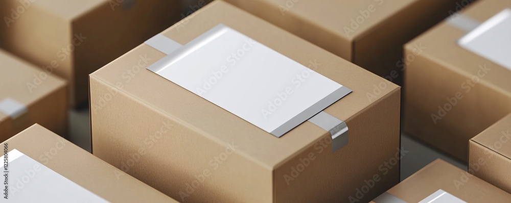 Poster cardboard boxes with blank labels for shipping and delivery