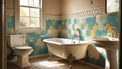 Modest bathroom with bath and toilet