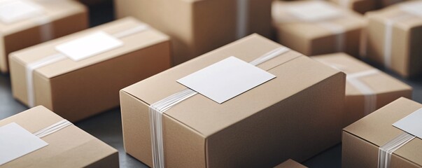 Group of cardboard boxes is awaiting delivery at a warehouse