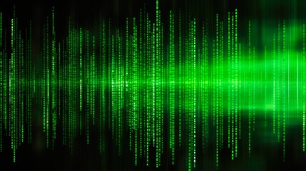 Obraz premium Binary Code Data Matrix Background with Falling Random Numbers in Green and Black Colors - Digital Information Technology Concept