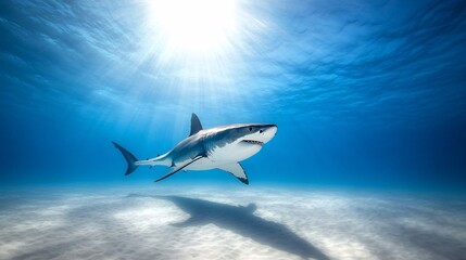 Great white shark swimming underwater