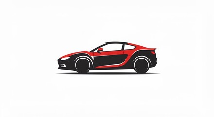 Fototapeta premium Red and Black Sports Car Side Profile Illustration