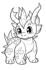 Obraz premium Playful dragon coloring page for kids fun activity home creative environment child's imagination