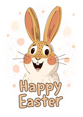 Happy Easter Bunny Illustration. For Easter cards, holiday designs, and seasonal celebrations
