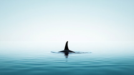Fototapeta premium Orca whale fin emerging from tranquil water