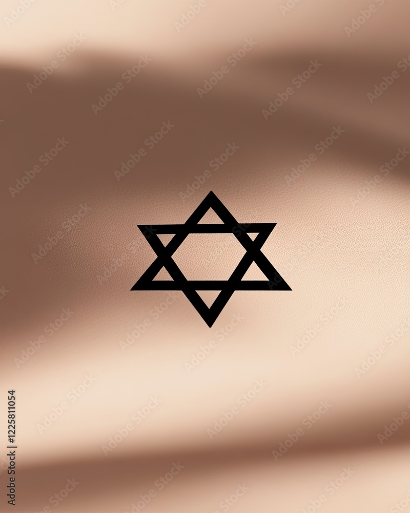 Poster Clean Black Silhouette of the Star of David on a Simple White Background Emphasizing Sharp Edges
