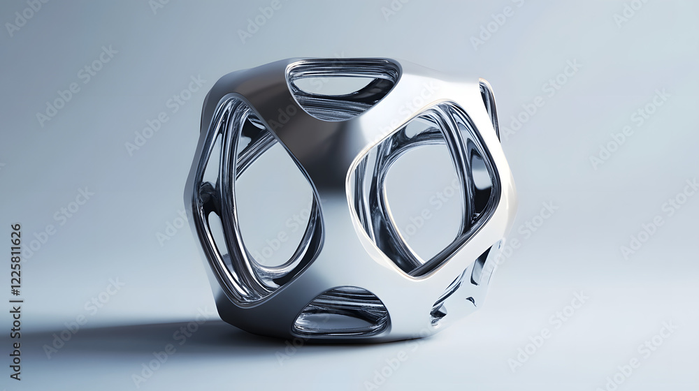 Poster abstract futuristic metal cube. science fiction block design. 3d rendering