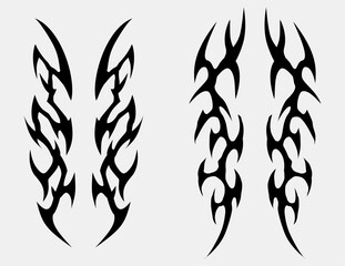 Neo tribal gothic cyberpunk tattoo design set, y2k tattoo style 