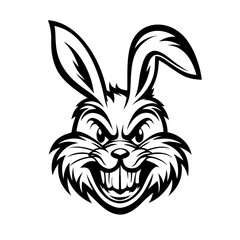 Obraz premium Minimalistic Aggressive Rabbit Head Logo for Sports Teams or Brands