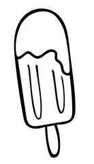 Hand drawn outline ice cream isolated on a white background. Doodle style. Vector icon illustration. Template for greeting card, postcard, print, fashion design, menu.