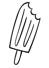 Hand drawn outline ice cream isolated on a white background. Doodle style. Vector icon illustration. Template for greeting card, postcard, print, fashion design, menu.