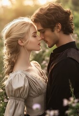 Fototapeta premium Scenic couple in love at sunset