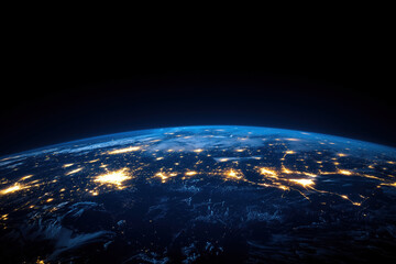 Obraz premium Viewing Earth from space showcasing stunning city lights at night