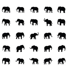 African elephant vector silhouette,Wild African Elephant Silhouette,Elephant silhouette collection