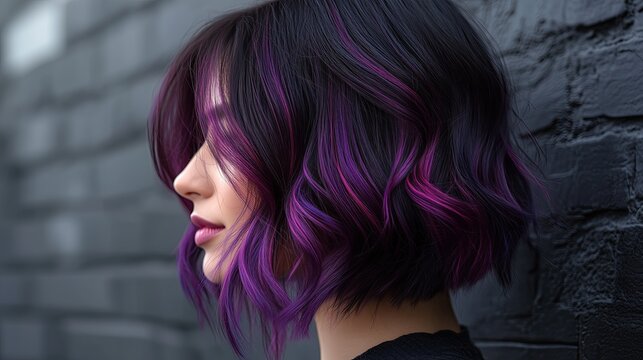Textured Lob with Purple Highlights for woman