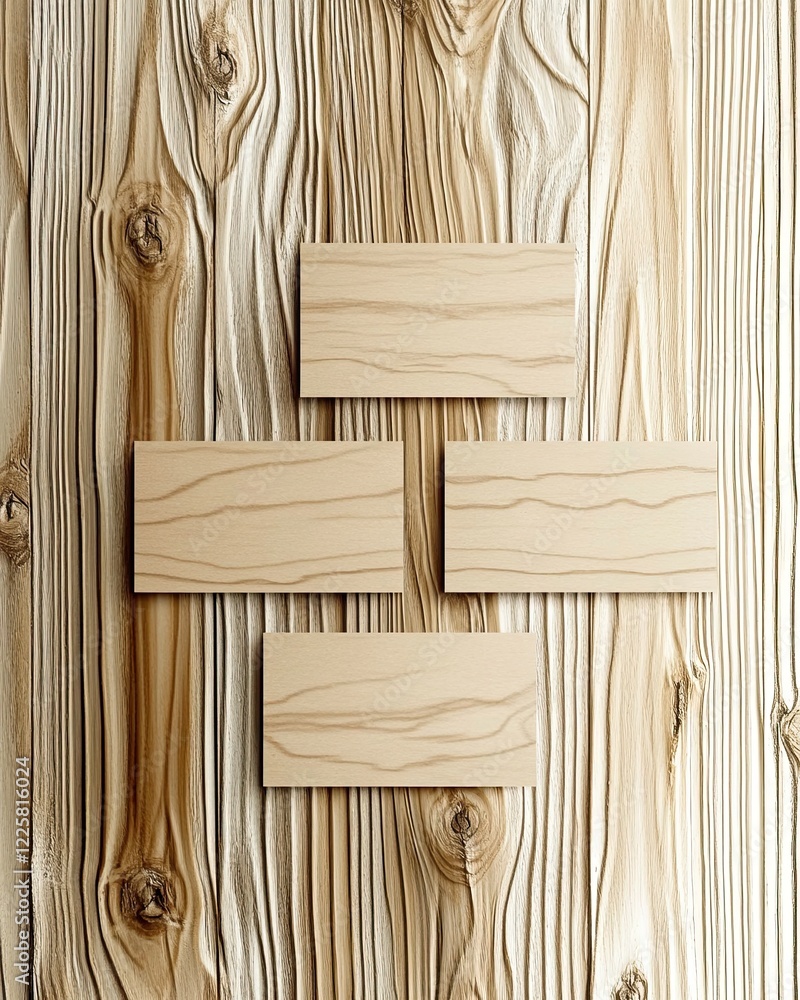 Aufkleber minimalist design featuring a blank business card on a serene wooden surface for professional use