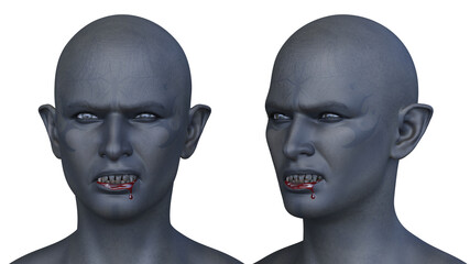 ホラーメイクアップの男性　3DCGレンダリング