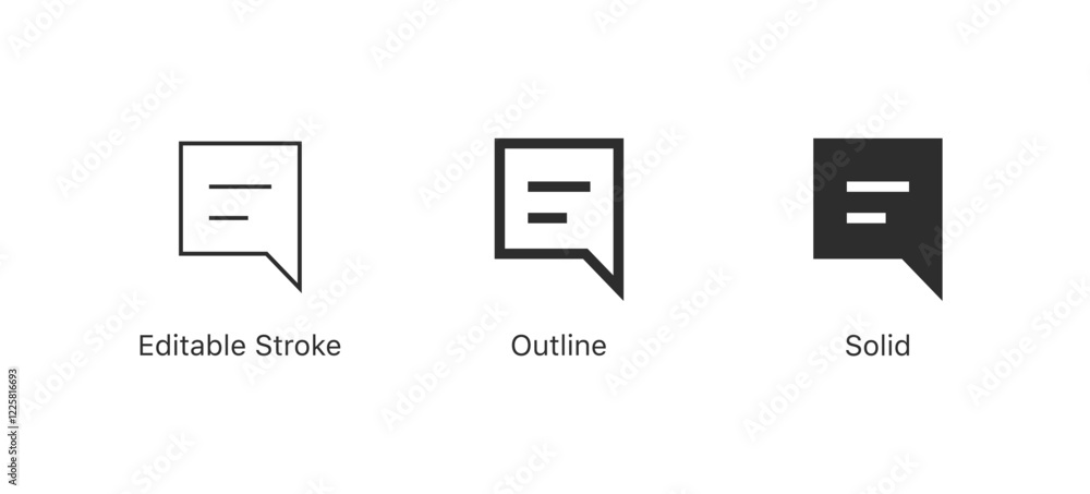 Poster comment icon speech bubble symbol Chat message icons - talk message Bubble chat icon . DITABLE STROKE ICON, outline, solid and filled web icons vector sign