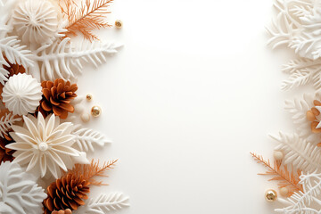 Obraz premium Elegant white and gold floral winter decor on a blank background