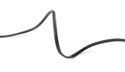 One black electrical wire isolated on white