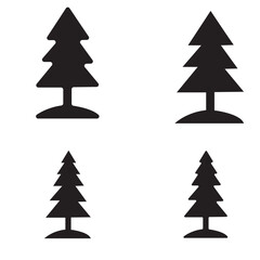 Obraz premium Pine Tree Icons Set silhouette - Nature, Forest, Christmas, Winter, Vector Graphics
