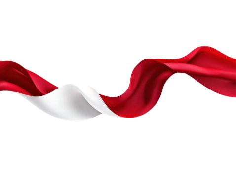 Isolated Red and White Ribbon Wavy