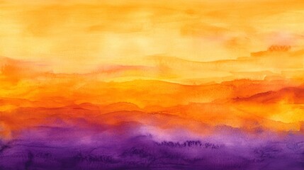 Abstract watercolor background sunset sky orange purple