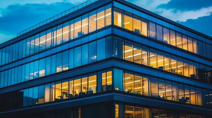 Obraz premium Modern office building in the evening