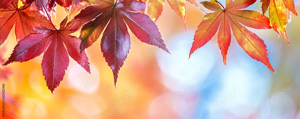 Aufkleber vibrant red maple leaves creating a colorful autumn background