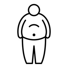 Fat man icon outline set sign