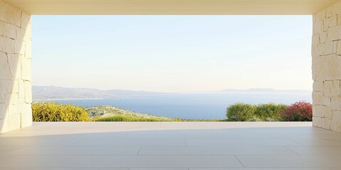 Architectural marvels featuring natural stone and wood, surrounded by vibrant flora, capturing the essence of harmony between design and nature.