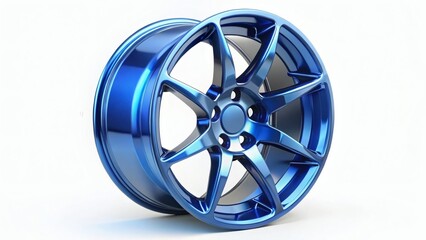 Blue Alloy Wheel Rim, Car Part, Automotive Component