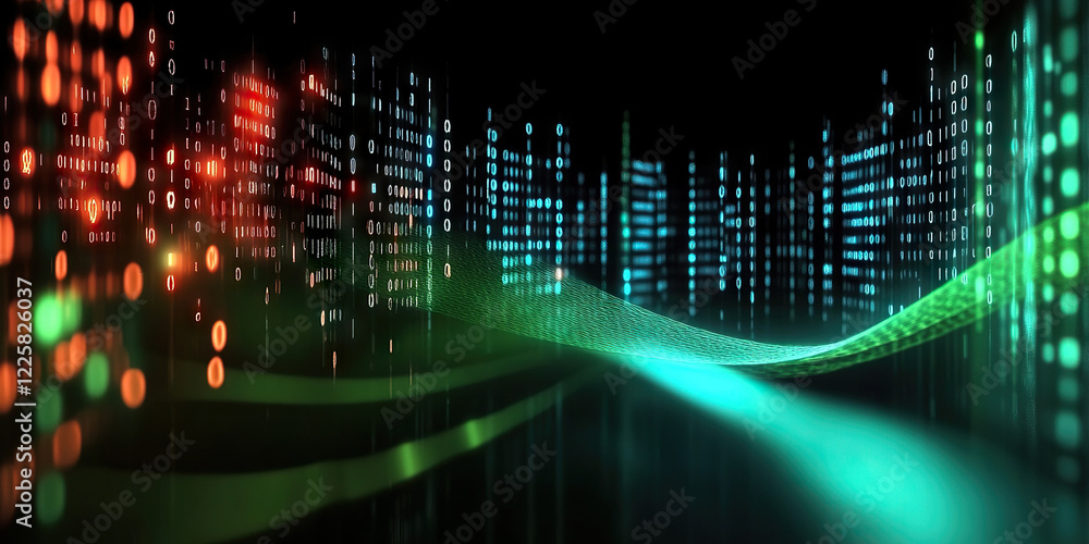 Poster digital background perfect for tech processes, neural networks, artificial intelligence, data transf