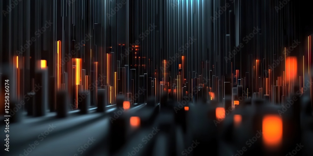 Poster Digital background perfect for tech processes, neural networks, artificial intelligence, data transfer and encryption, digital archives, sound and graphic presentations, science, education, etc.