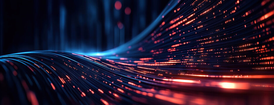 Digital background perfect for tech processes, neural networks, artificial intelligence, data transfer and encryption, digital archives, sound and graphic presentations, science, education, etc.