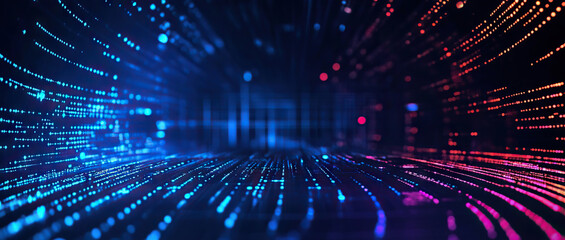 Digital background perfect for tech processes, neural networks, artificial intelligence, data transfer and encryption, digital archives, sound and graphic presentations, science, education, etc.