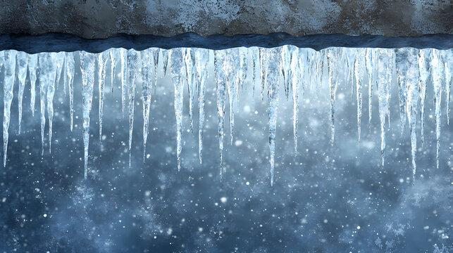 Frosted window with glimmering icicles hanging from the ledge against a wintery background icycles icy seasonal. Frosted Ridge. Illustration