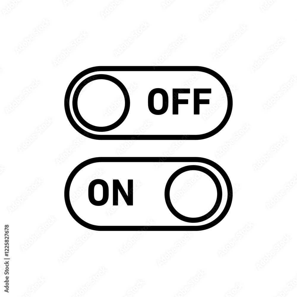 Poster on off switch button slider toggle icon outline set sign