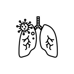 Pneumonia bacterium icon outline set sign