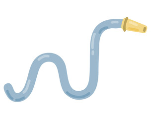 Hose. Jet of water. Fire fighting and watering of lawn. Flat cartoon illustration