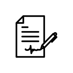 Signature in documents icon outline set sign