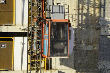 Construction elevator on a new building in Fortaleza Ceará, Brazil.