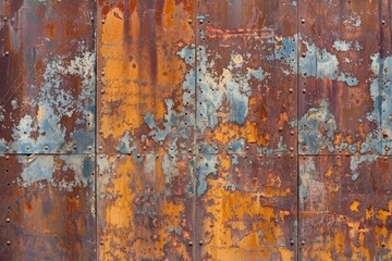 Photo of Old metal wall with seams. Background texture for backdrops or mapping